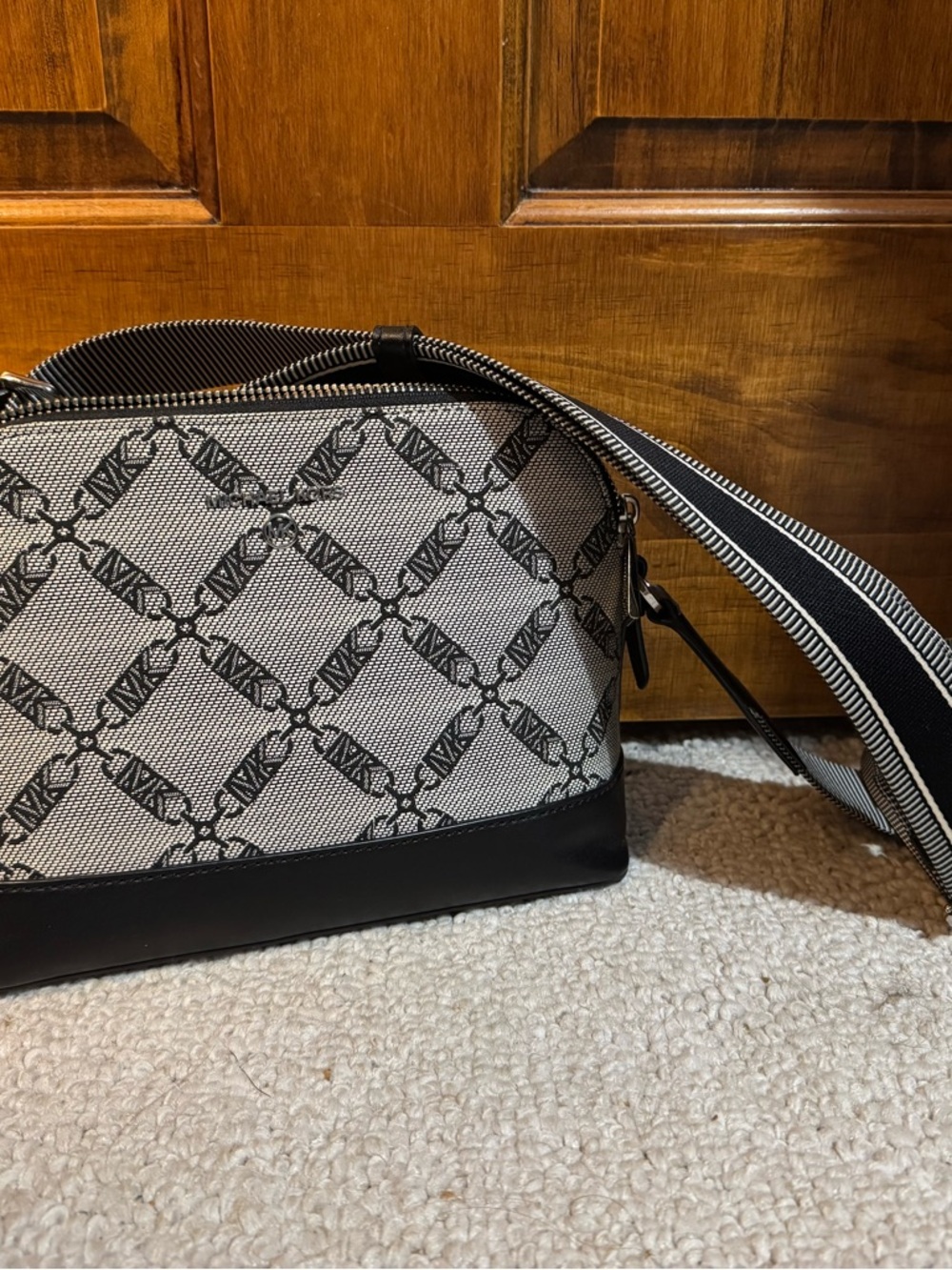 Michael Kors Beige and Black Patterned Crossbody Bag